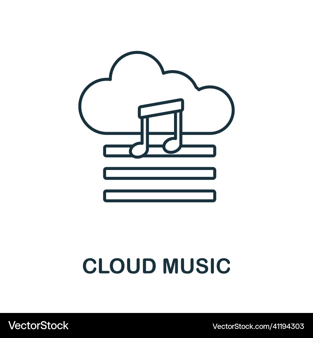 Cloud music icon line element from internet Cloud music icon line element from internet vector image