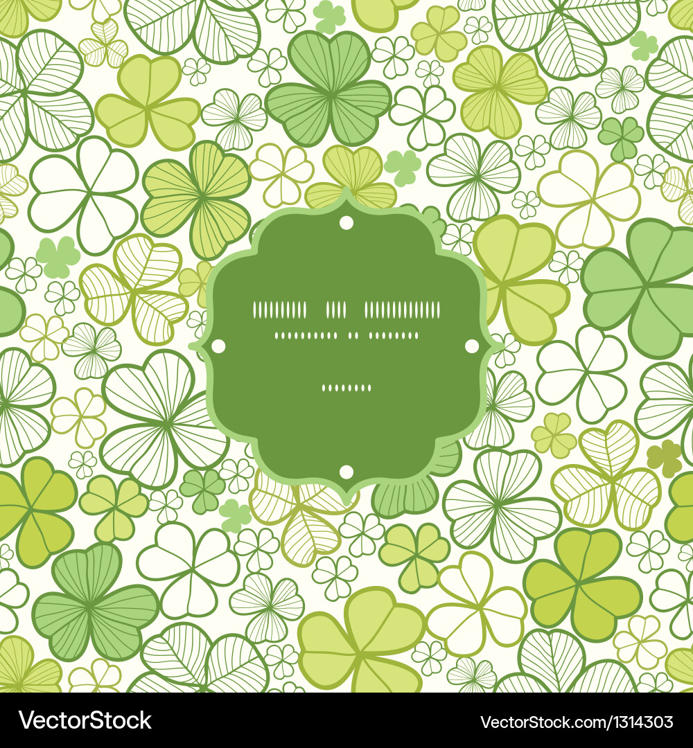 Clover Line Art Frame Pattern vector image