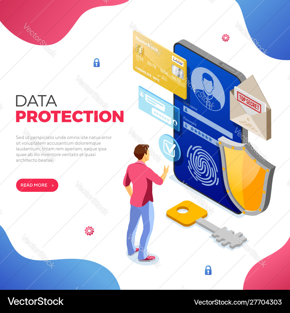 Computer internet and personal data security Computer internet and personal data security vector image