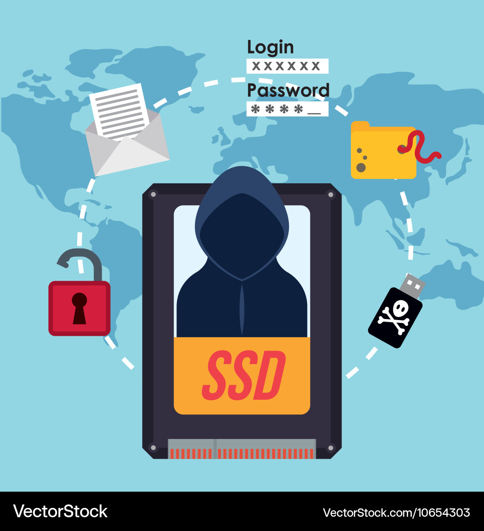 Cyber security system and media design Vector Image