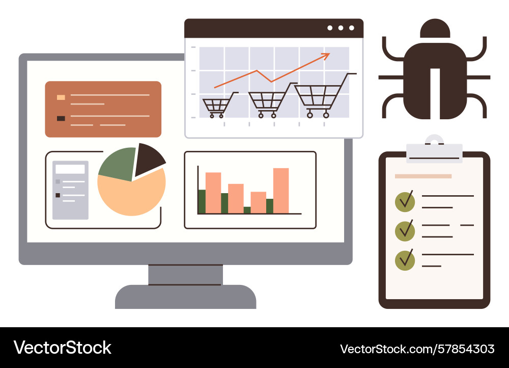 Data visualization bug tracking and online Data visualization bug tracking and online vector image