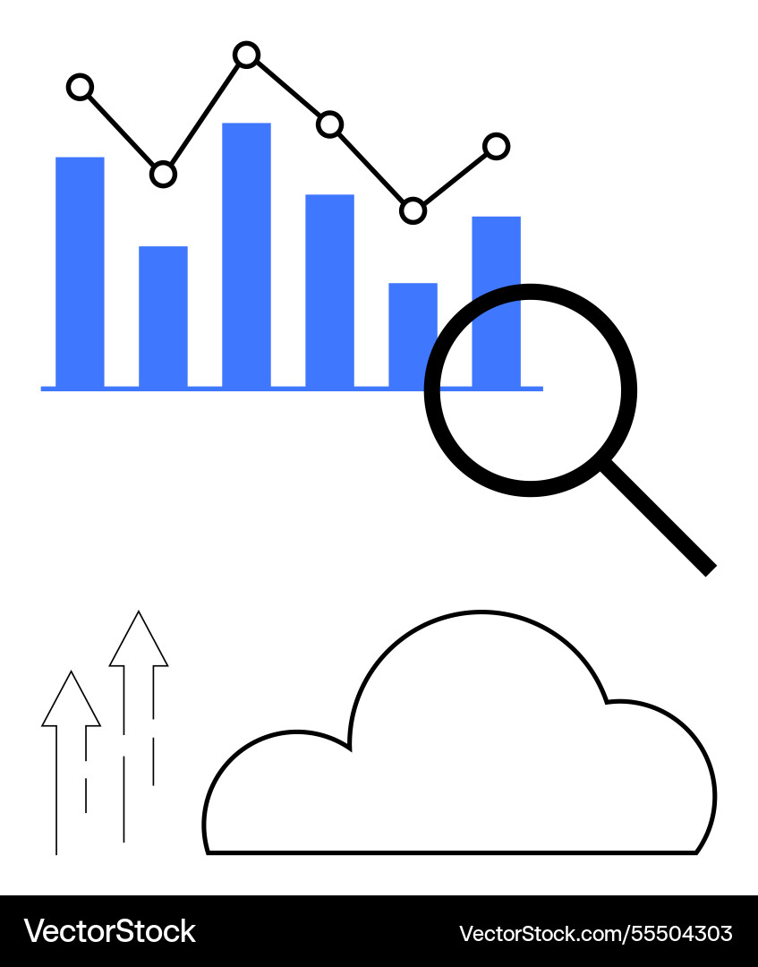 Data visualization with bar chart line graph Data visualization with bar chart line graph vector image