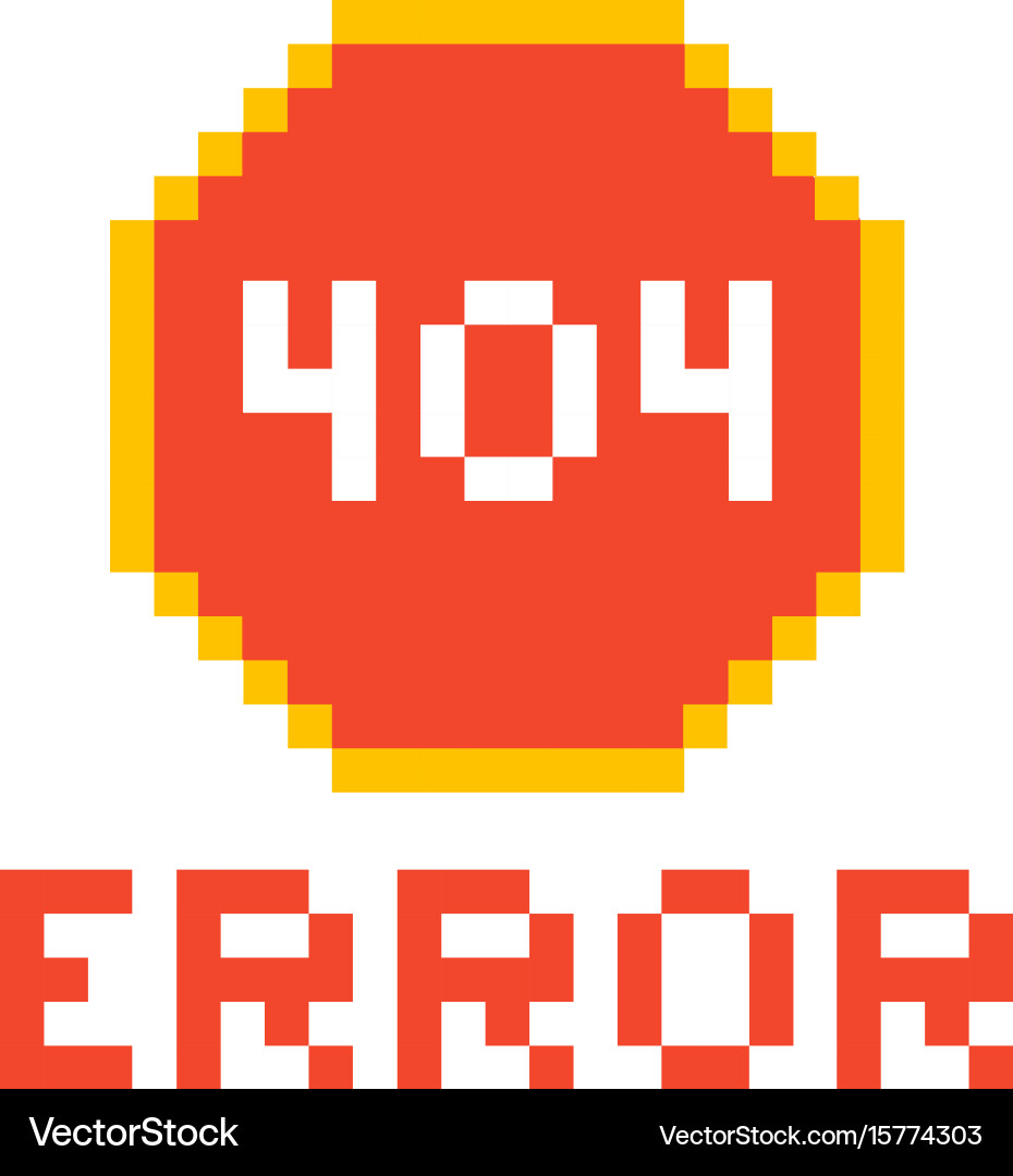 Error page 404 pixel retro game style vector image
