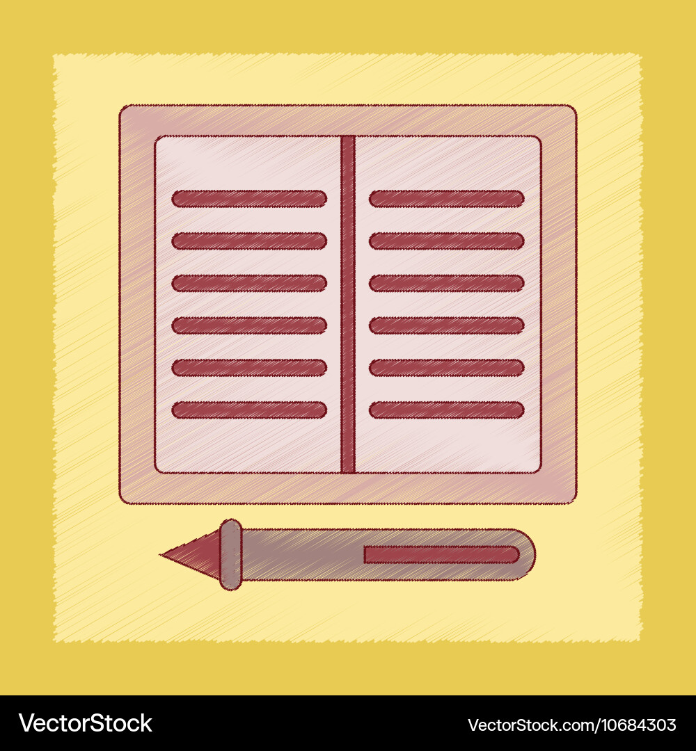 Flat shading style icon notebook and pen vector image