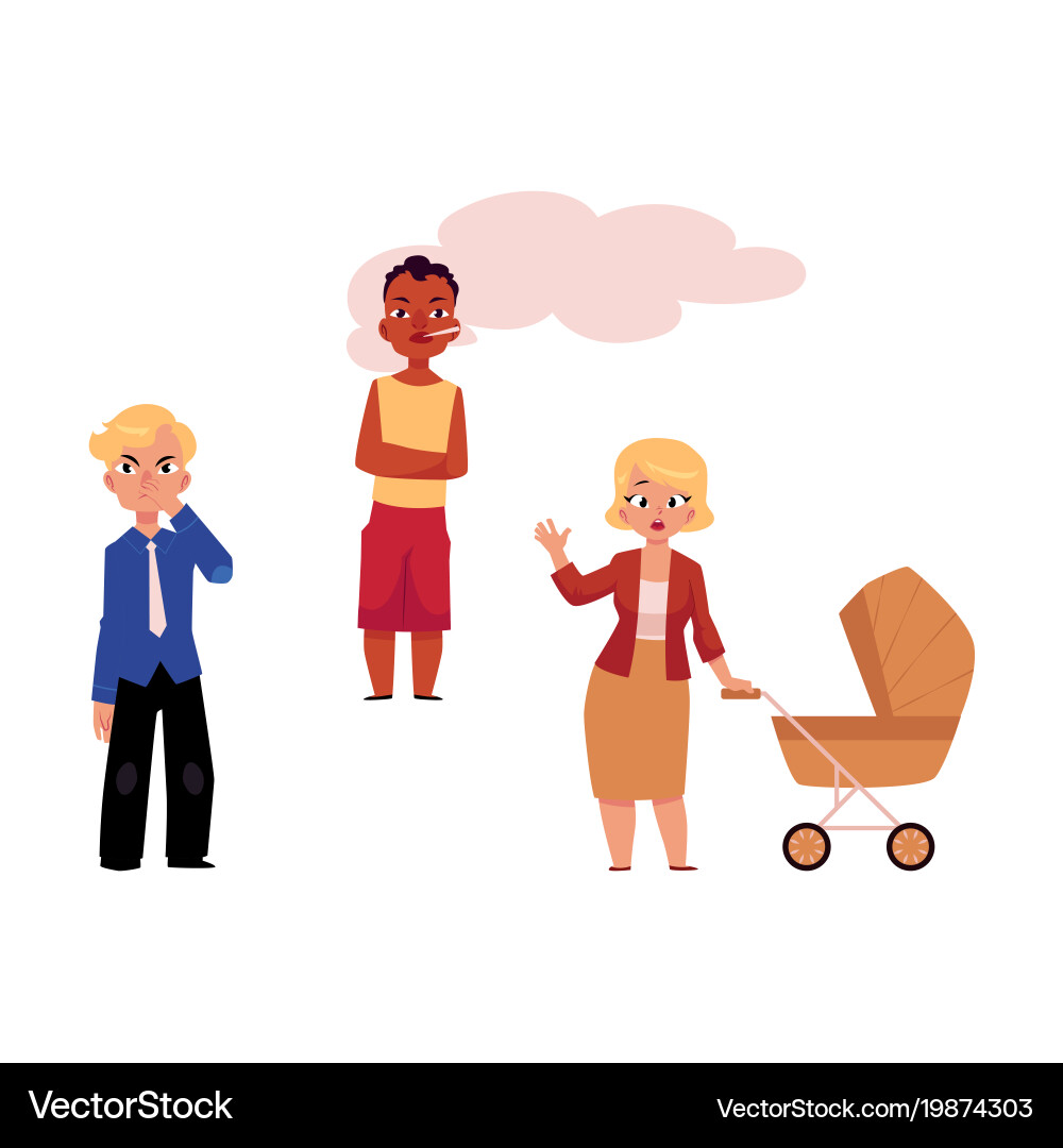 Flat smoking problem characters set Vector Image