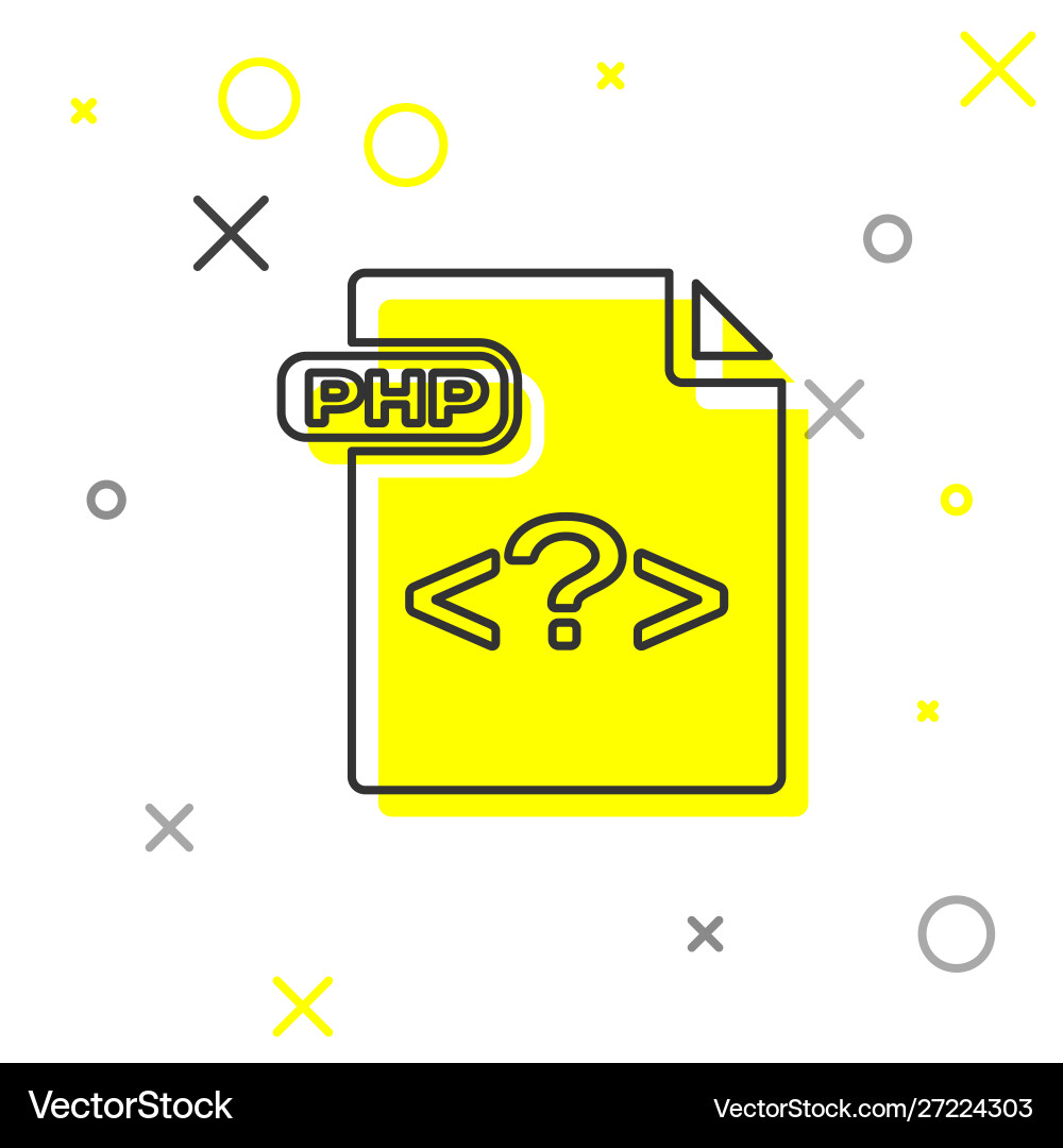Grey line php file document download button vector image