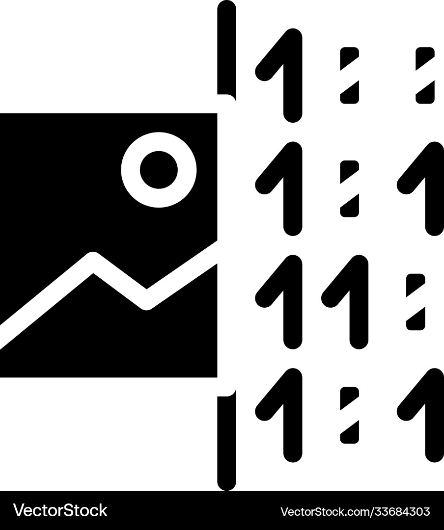 Image binary code glyph icon Vector Image