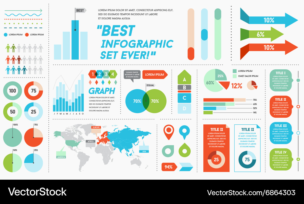 Infographics elements and objects big huge set all vector image