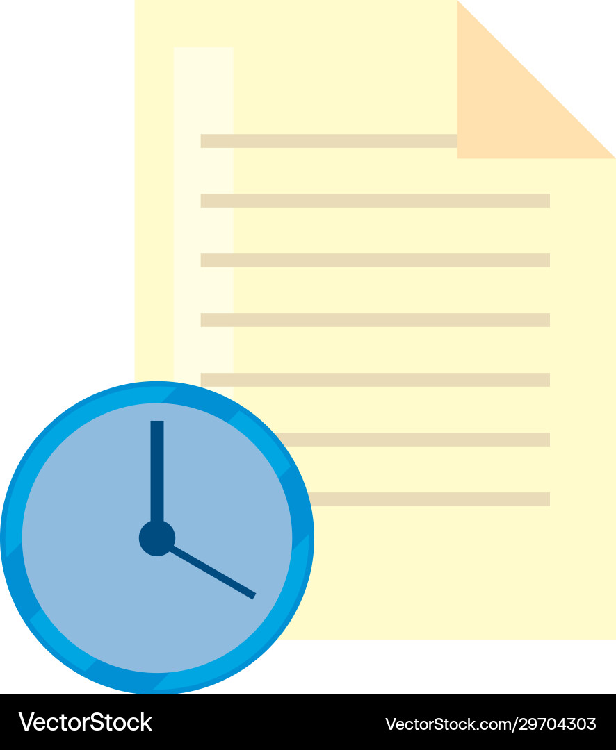 Isolated clock instrument and document fill style vector image