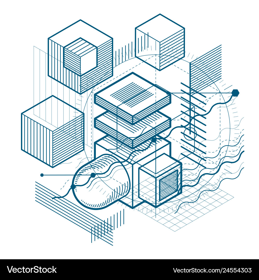 Isometric linear abstract background lined Isometric linear abstract background lined vector image