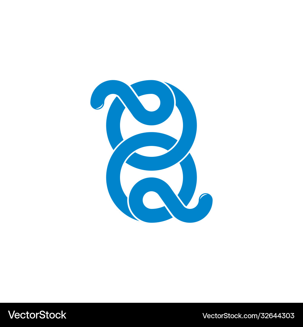 Linked circle loop overlapping line logo vector image