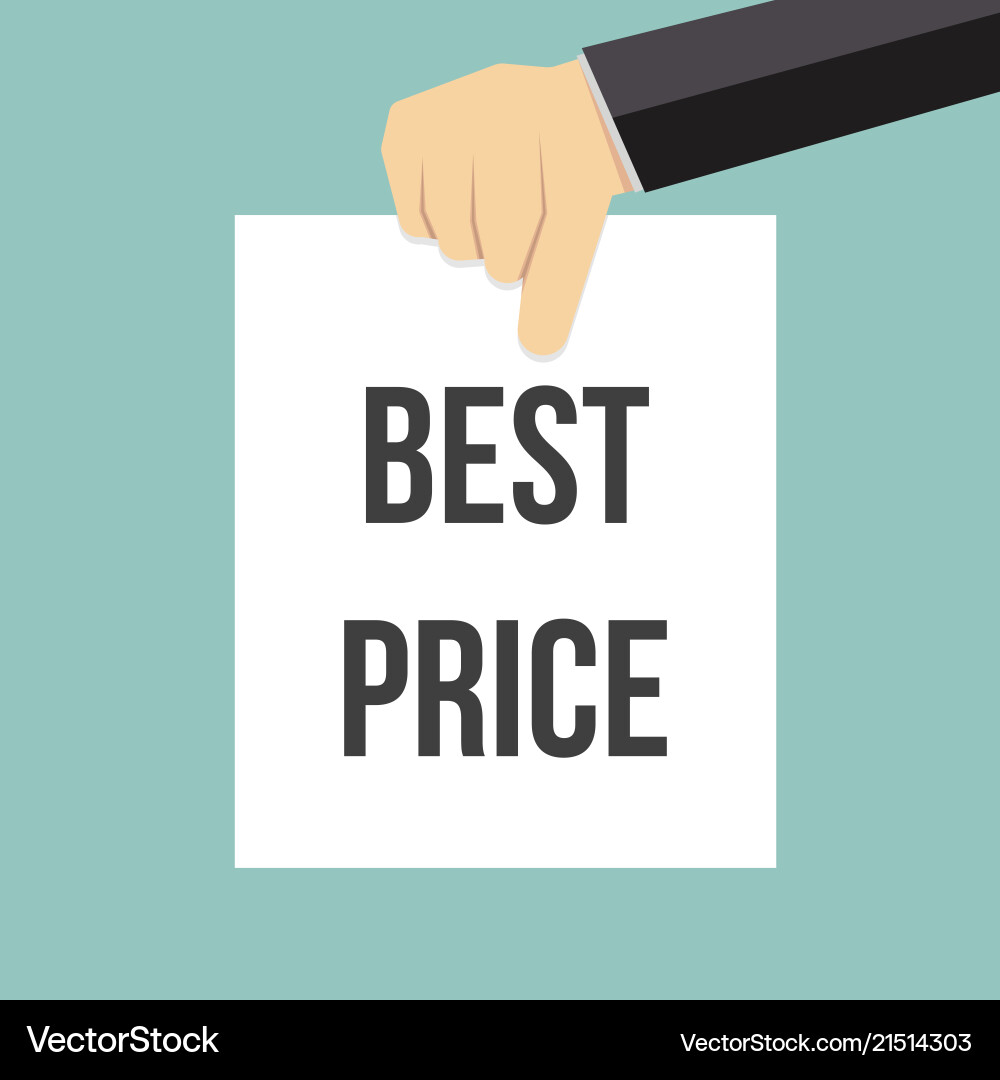 Man showing paper best price text Vector Image