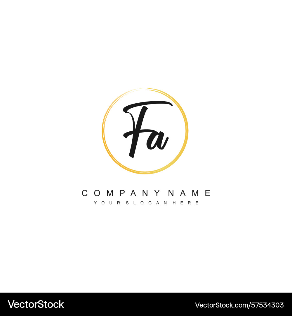 Minimal signature logo design with fa initials Minimal signature logo design with fa initials Vector Image