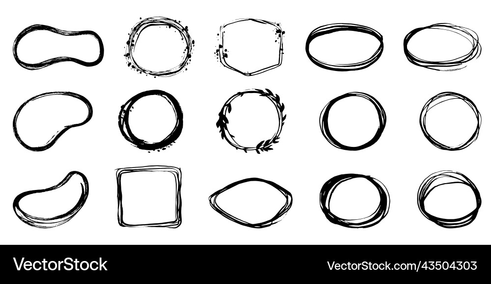 Modern linear frames in an ink style various Modern linear frames in an ink style various vector image
