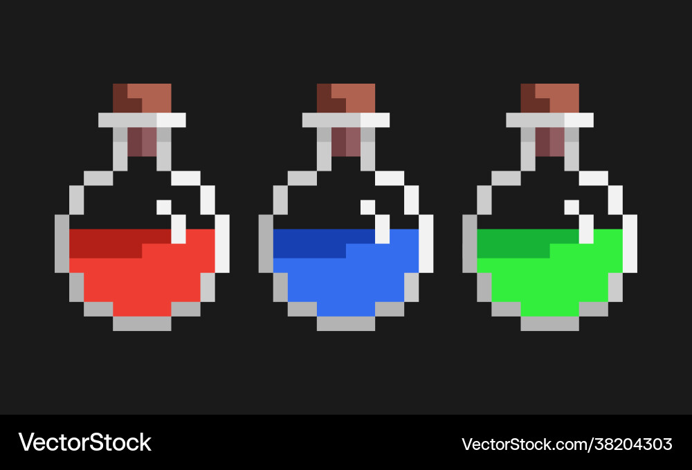 Pixel image potion bottle for 8 bit game assets vector image