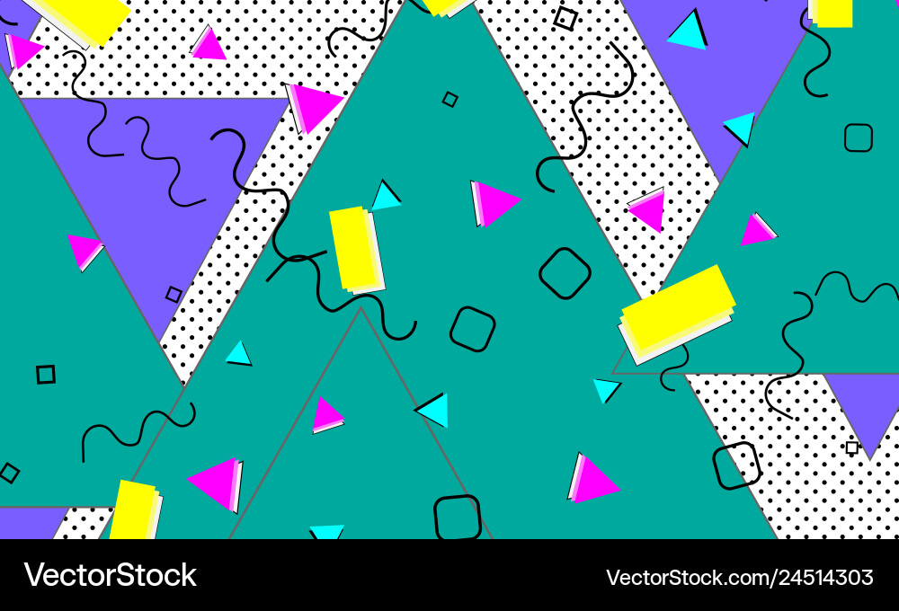 Pop art color background memphis pattern Vector Image
