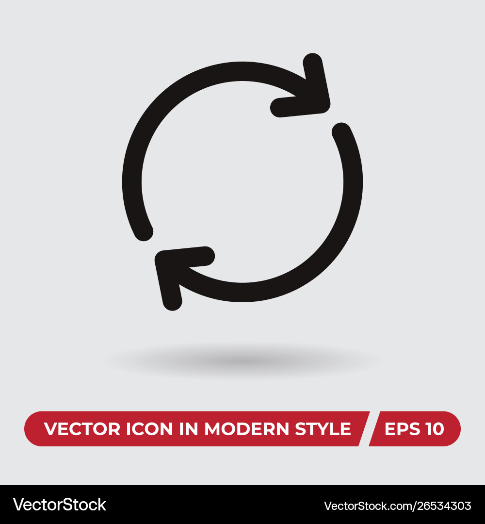 Refresh icon in modern style for web site Refresh icon in modern style for web site vector image