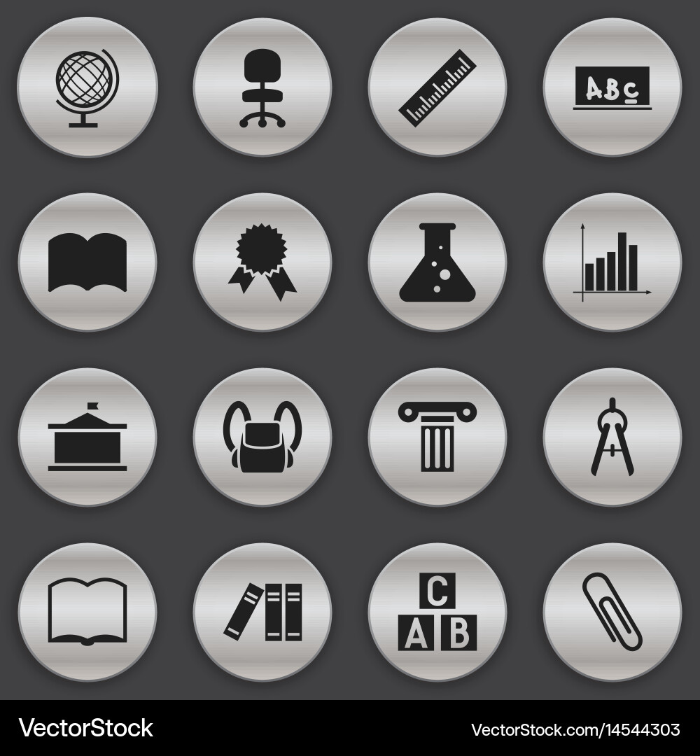 Set of 16 editable university icons includes vector image
