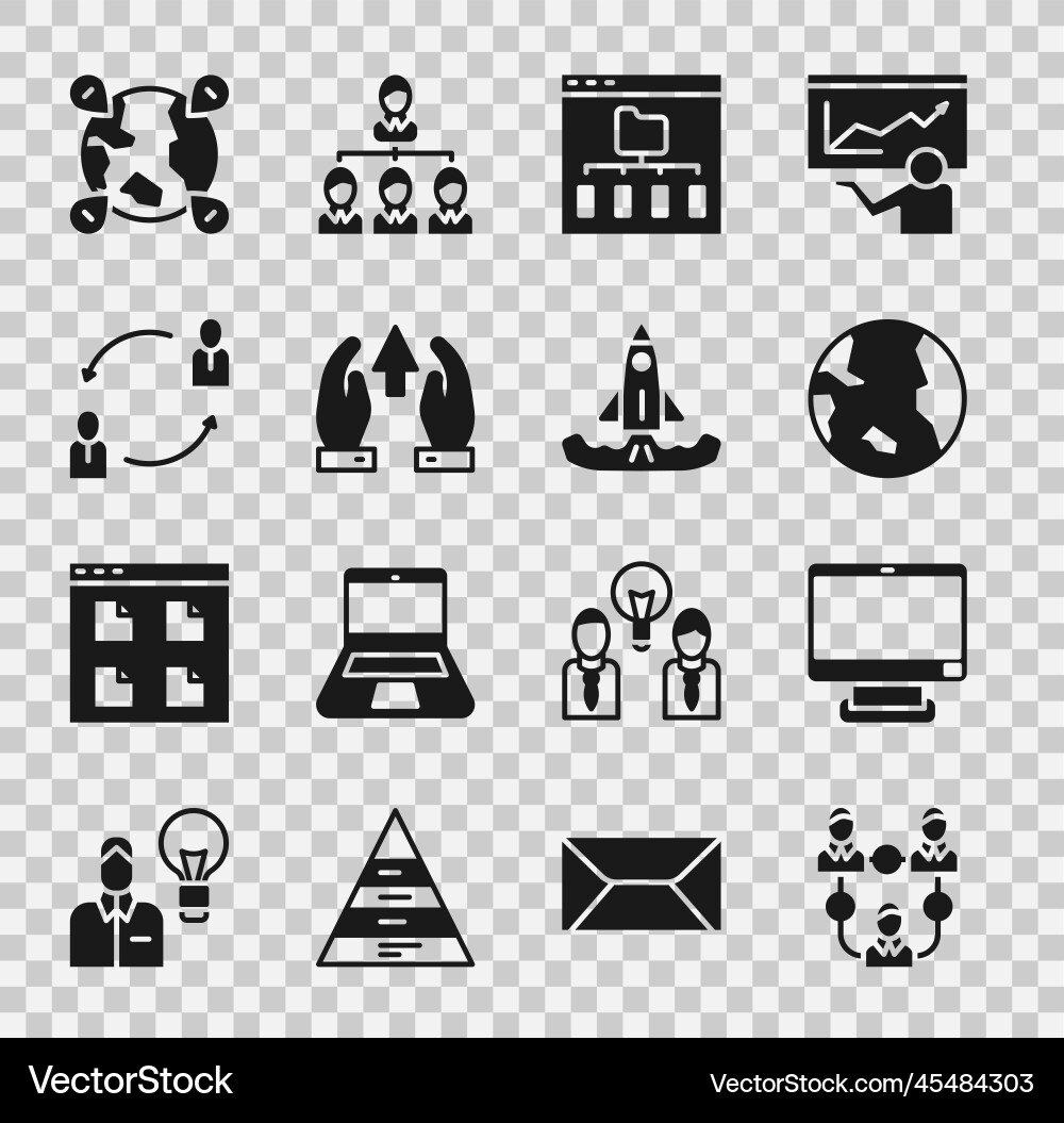 Set project team base computer monitor earth Set project team base computer monitor earth Vector Image