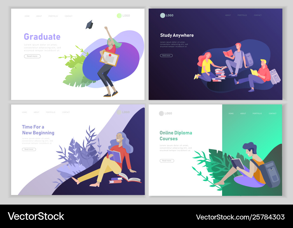 Set web page design templates with relaxed Set web page design templates with relaxed Vector Image