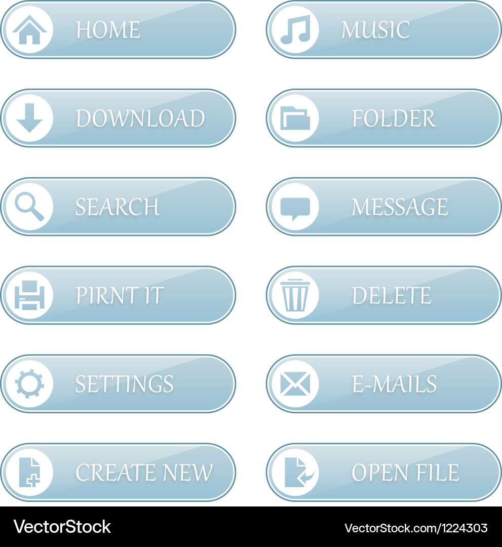 Shiny buttons with icons Vector Image
