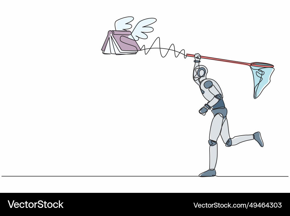 Single continuous line drawing robot try Single continuous line drawing robot try vector image