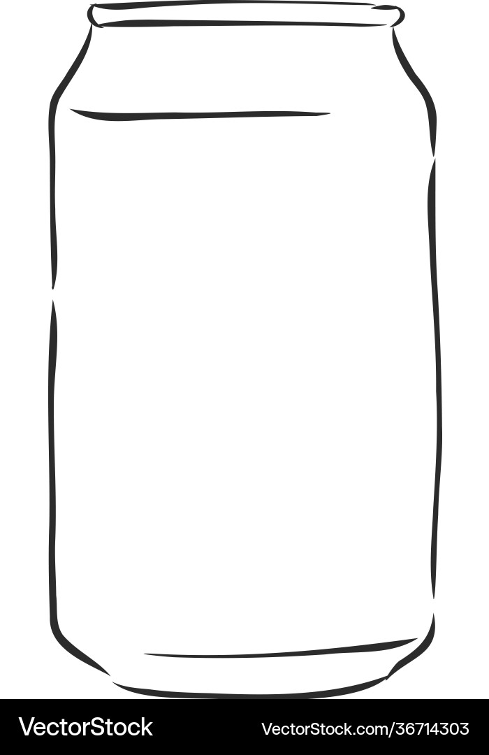 Single sketch blank beer can on isolated Single sketch blank beer can on isolated Vector Image