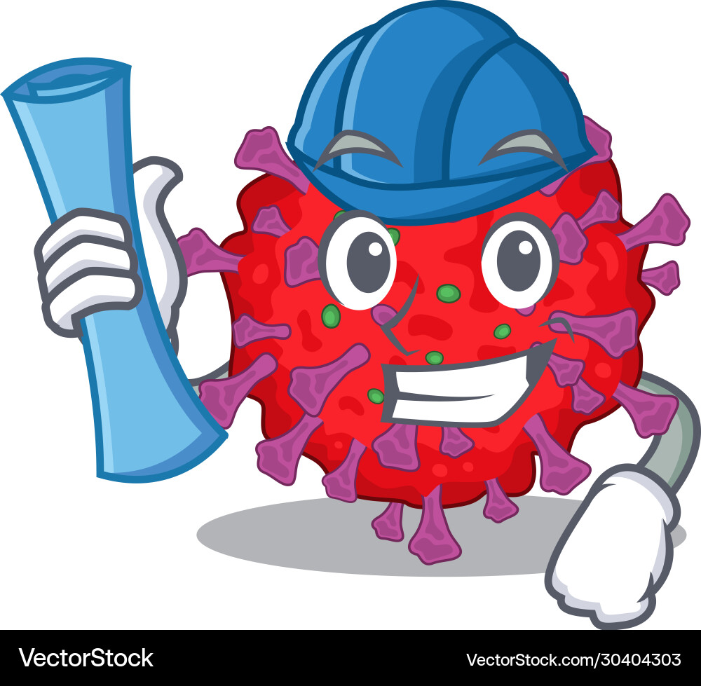 Smiling architect coronavirus particle having Smiling architect coronavirus particle having Vector Image