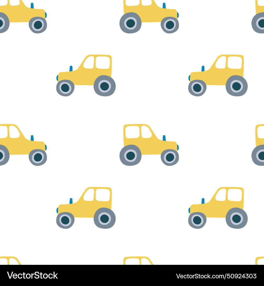 Yellow tractor seamless pattern Royalty Free Vector Image