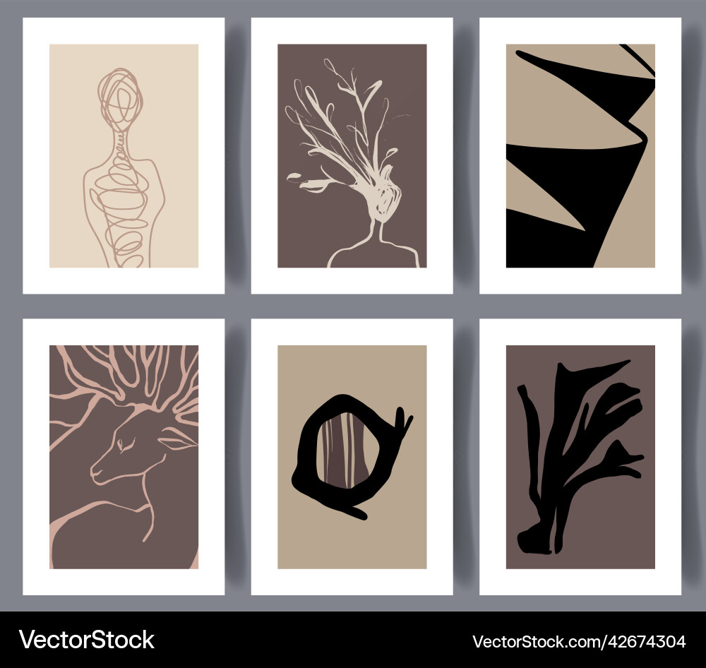 Abstract printable art wall designs set