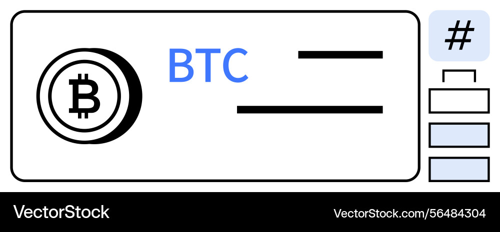 Bitcoin digital wallet interface with simplistic Bitcoin digital wallet interface with simplistic vector image