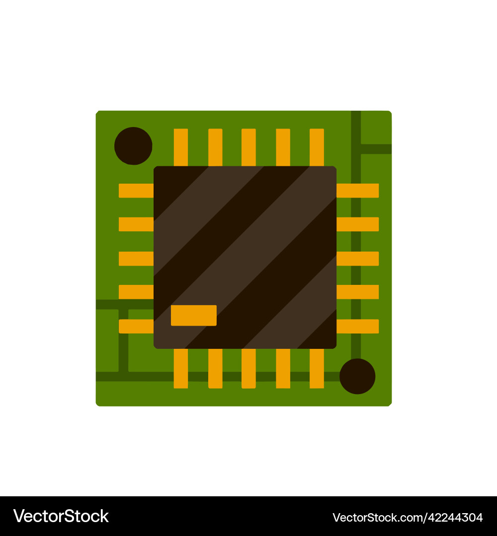 Chip green microchip the microprocessor vector image