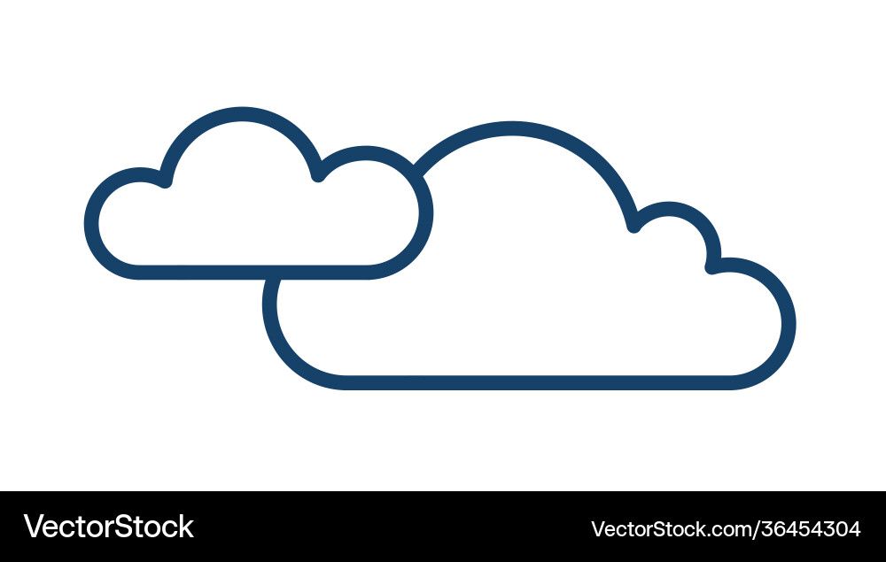 Cloudy and overcast weather icon with two clouds vector image