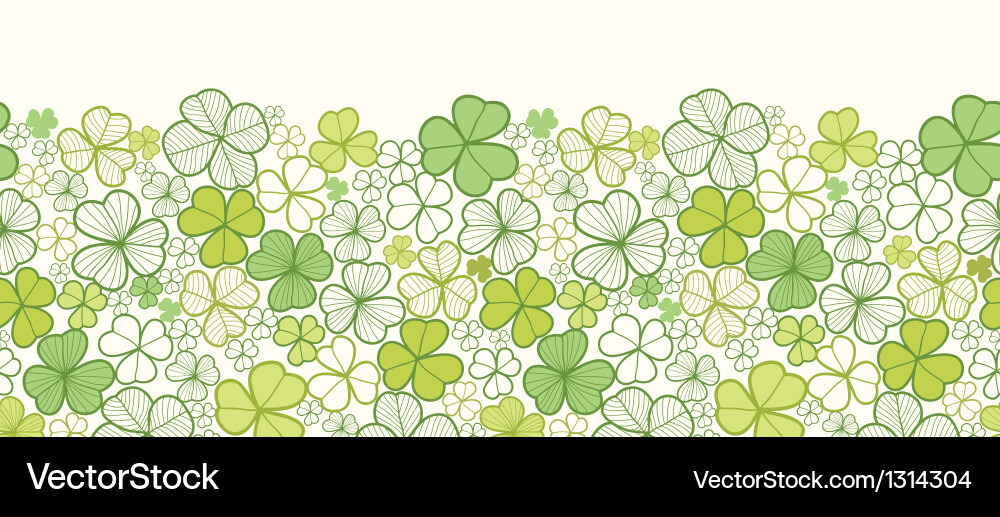 Clover line art horizontal seamless pattern vector image