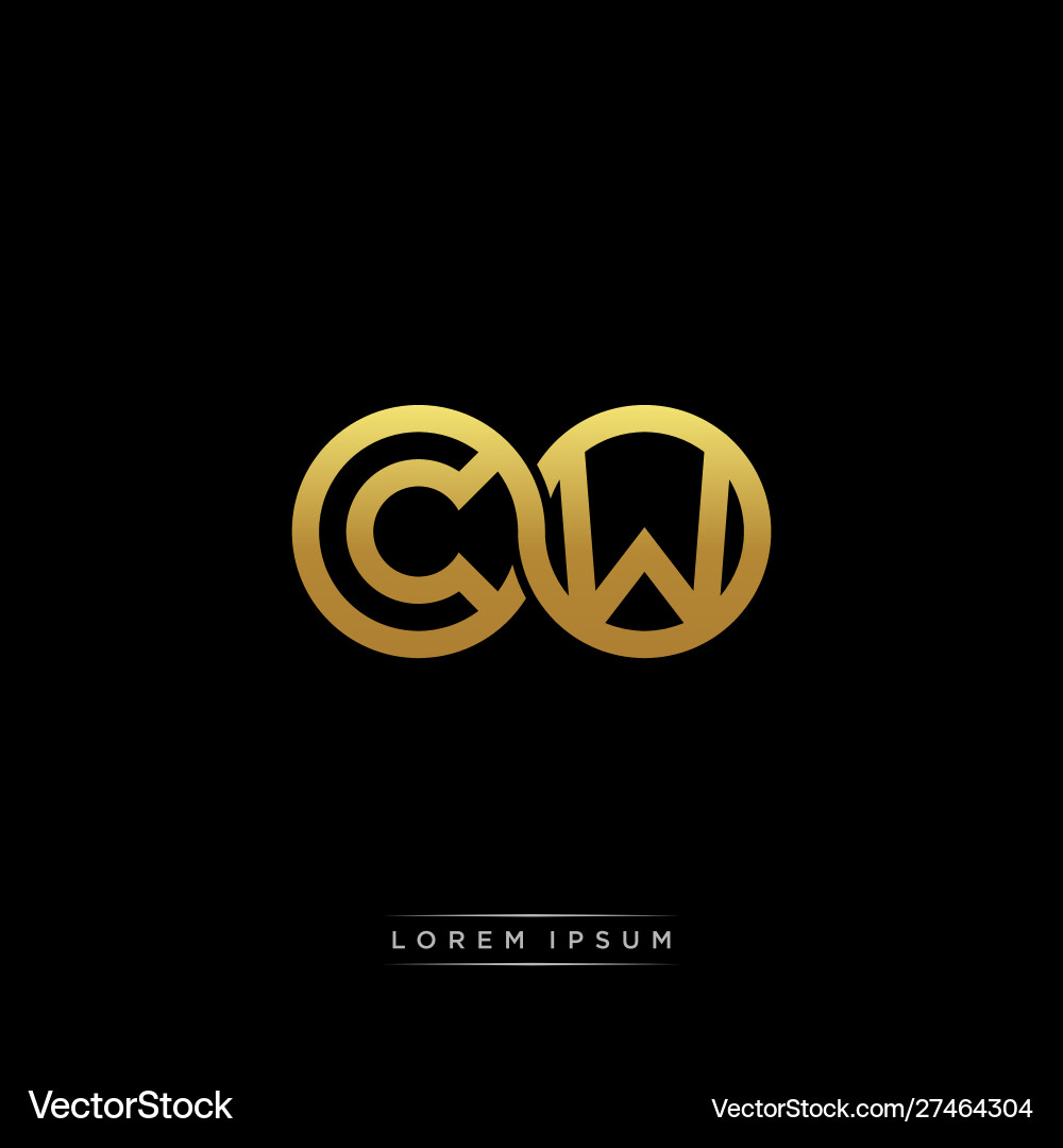 Cw initial letter linked circle capital monogram Cw initial letter linked circle capital monogram vector image