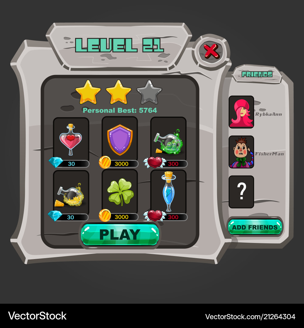 Game UI Stone Windows vector image