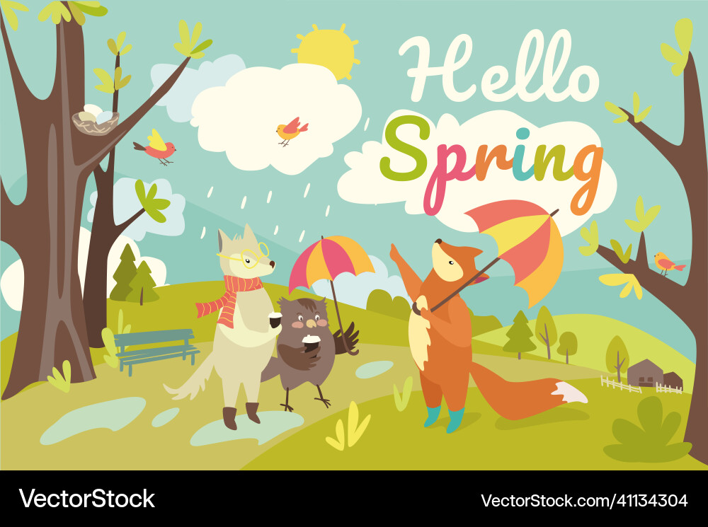 Hello spring concept background Hello spring concept background vector image