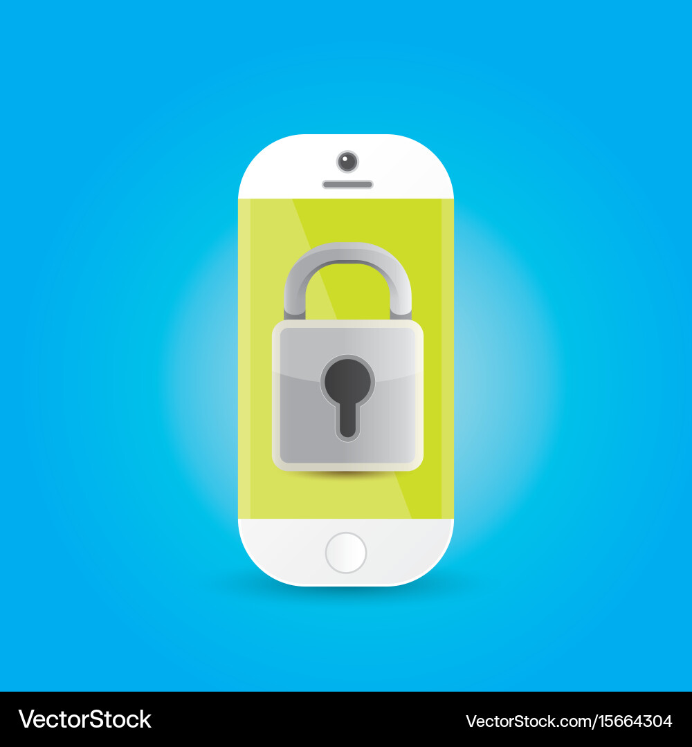 Mobile security app screen with shield and lock vector image
