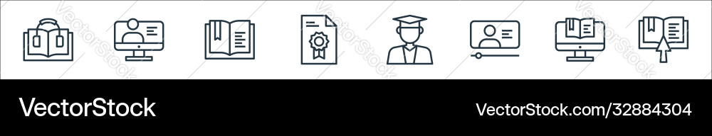 Online learning line icons linear set quality Online learning line icons linear set quality vector image