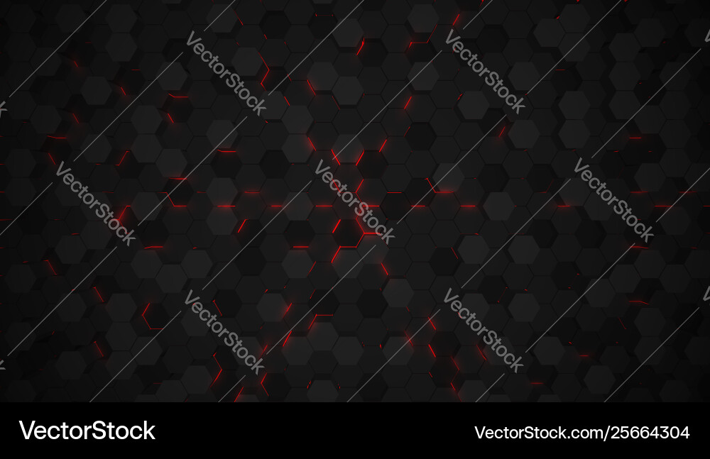 Red 3d hexagon tech background Red 3d hexagon tech background vector image
