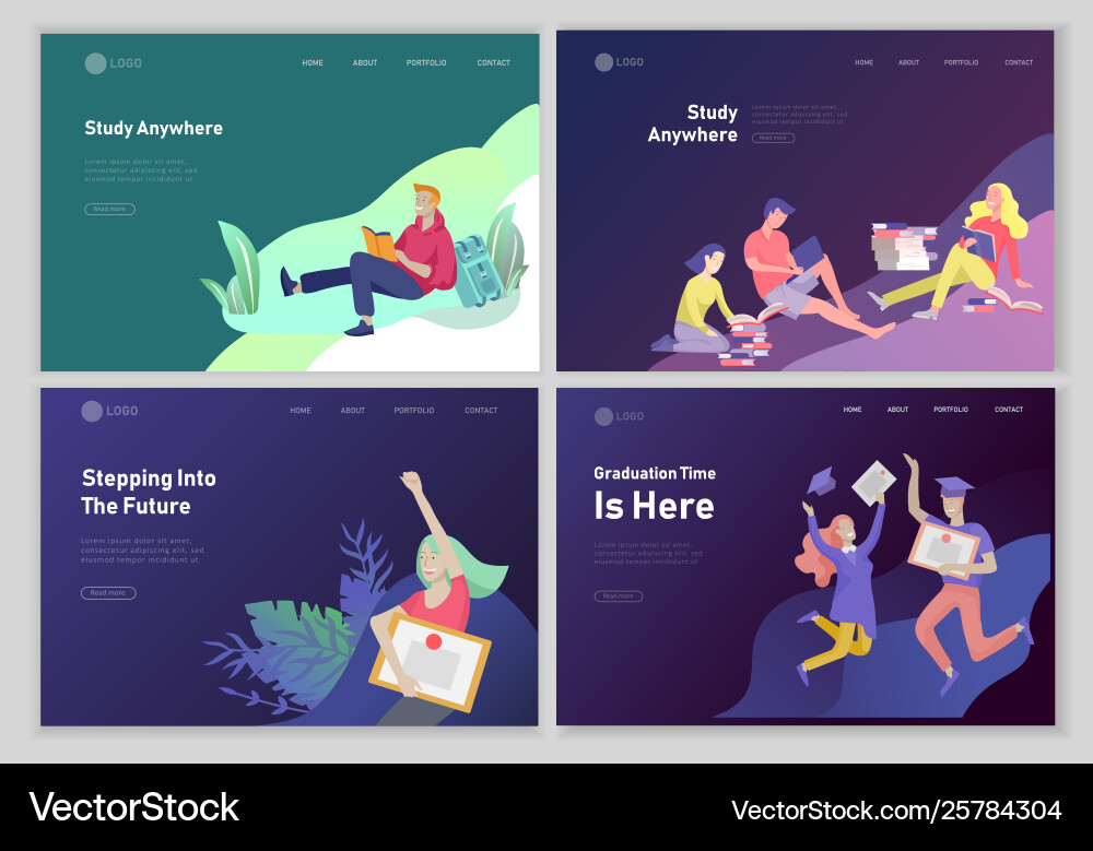 Set web page design templates with relaxed Set web page design templates with relaxed Vector Image