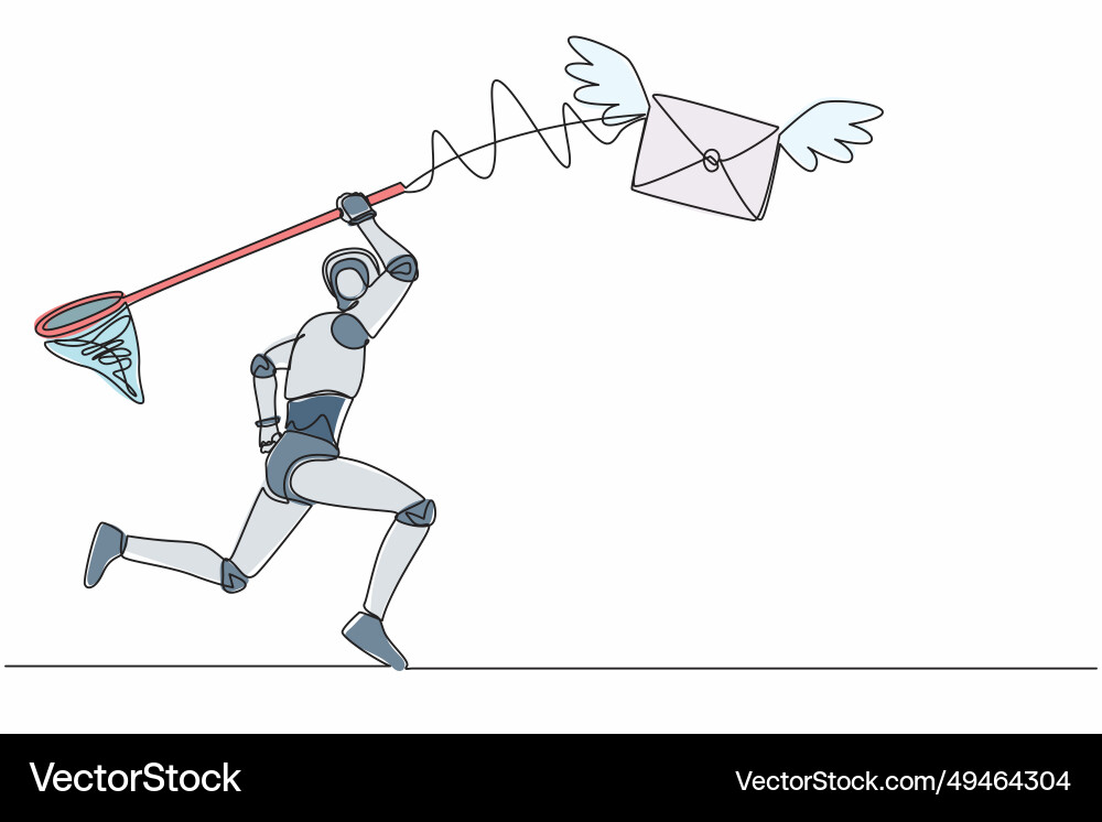 Single continuous line drawing robot try Single continuous line drawing robot try vector image