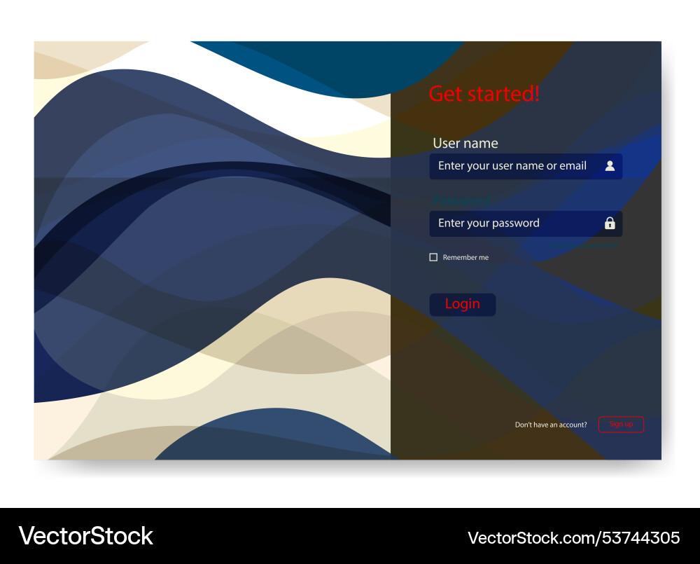 Account sign up and password form page login ui Account sign up and password form page login ui vector image