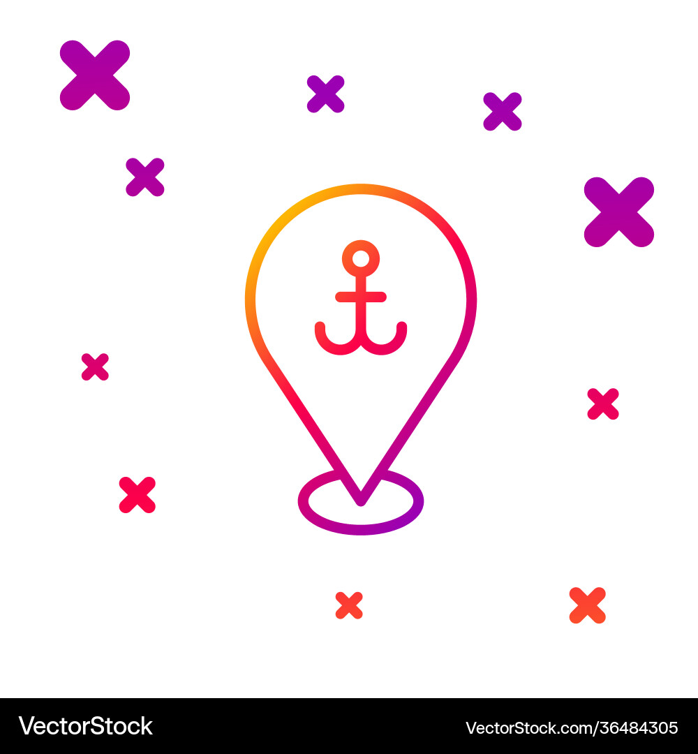 Color line map pointer with anchor icon isolated Color line map pointer with anchor icon isolated vector image
