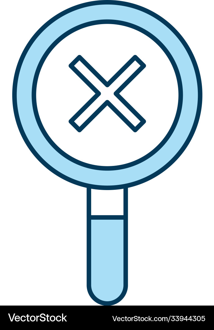 Cross in lupe line and fill style icon Vector Image
