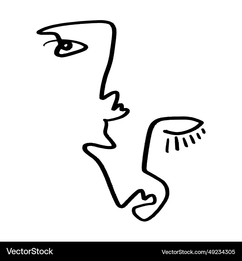 Eine Linie minimalistische Pinsel grunge abstrakte Gesicht Eine Linie minimalistische Pinsel grunge abstrakte Gesicht vektorbild