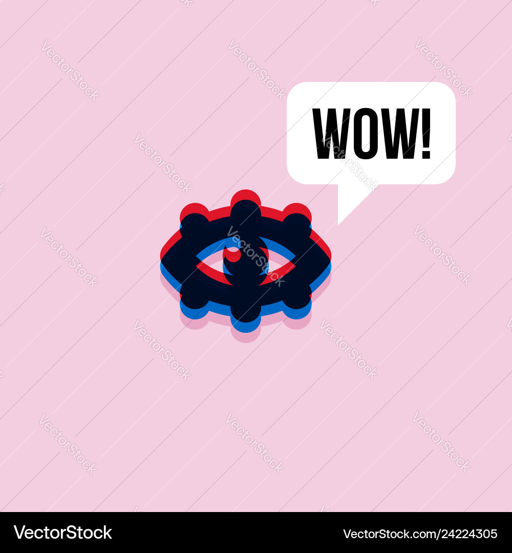 Eye saying wow 3d effect abstract character Eye saying wow 3d effect abstract character Vector Image