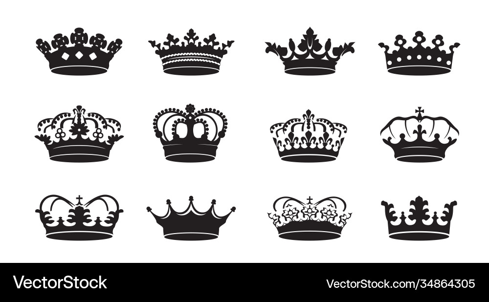 King Crowns Icon Set Vector Image