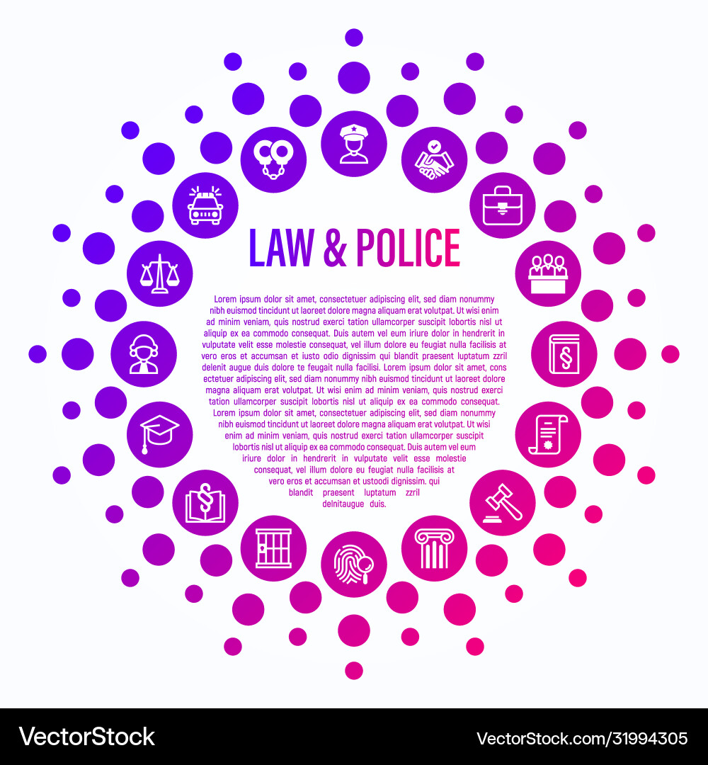 Law and police concept in circle shape policeman Law and police concept in circle shape policeman vector image