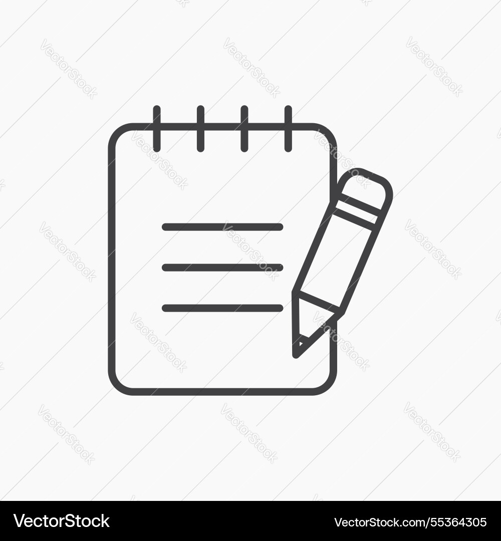 Notebook icon isolated in black line Vector Image